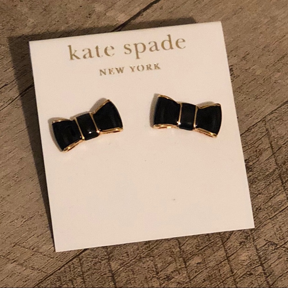 Kate Spade Take a Bow Black Goldtone Stud Earrings